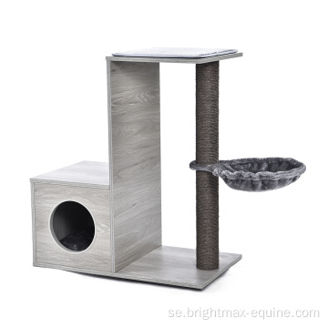 Liten robust Kitty Scratcher Playground Sisal Post Wood Board Condo Strong Cat Tree